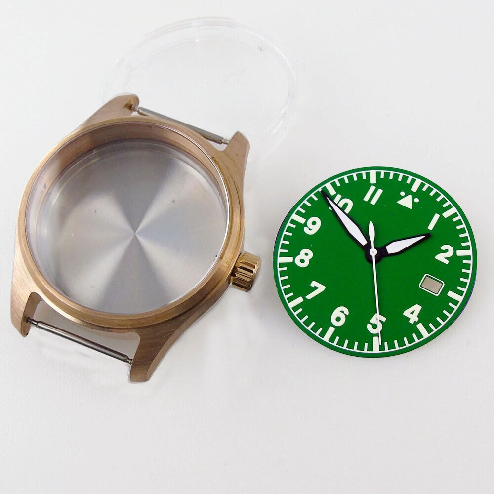 39mm Diver Watch Case CUSN8 Bronze Sapphire Crystal Fit NH35 NH36 ETA2824 PT5000