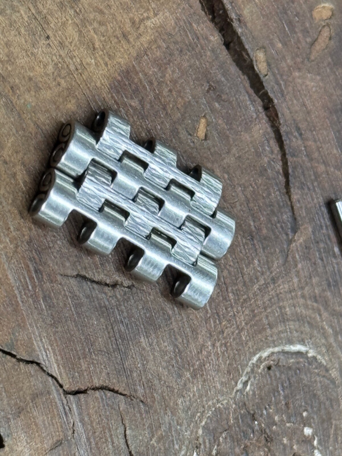 Last 2 spare polished & bark steel links to vintage Zenith watch NSA bracelet