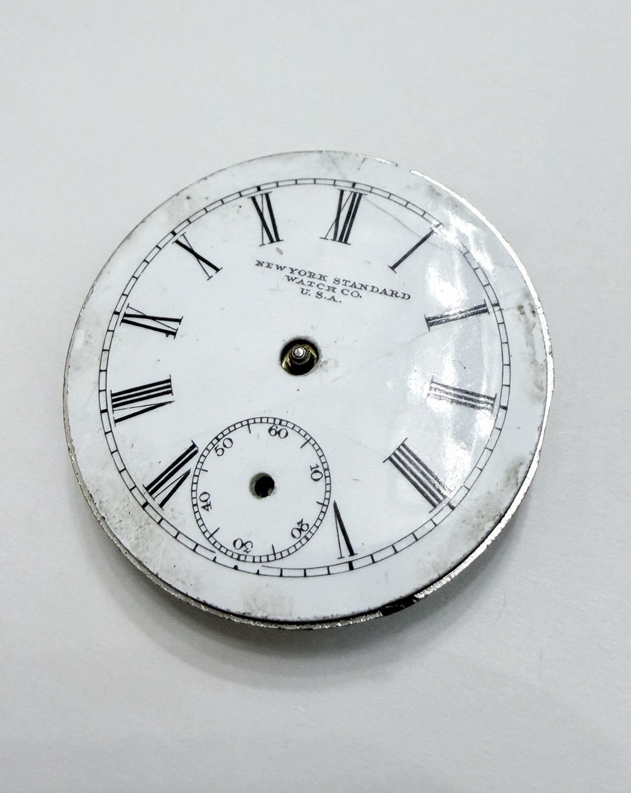 Vintage New York Standard Watch Co Pocket Watch Dial & Movement 34mm PARTS