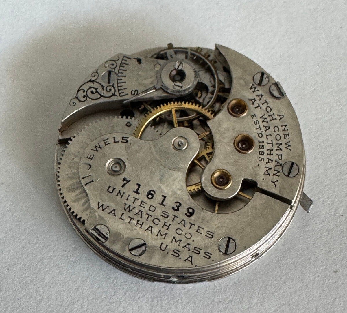 VINTAGE 0 SIZE UNITED STATES WATCH CO. GR. 174 KEEPING TIME YEAR 1903