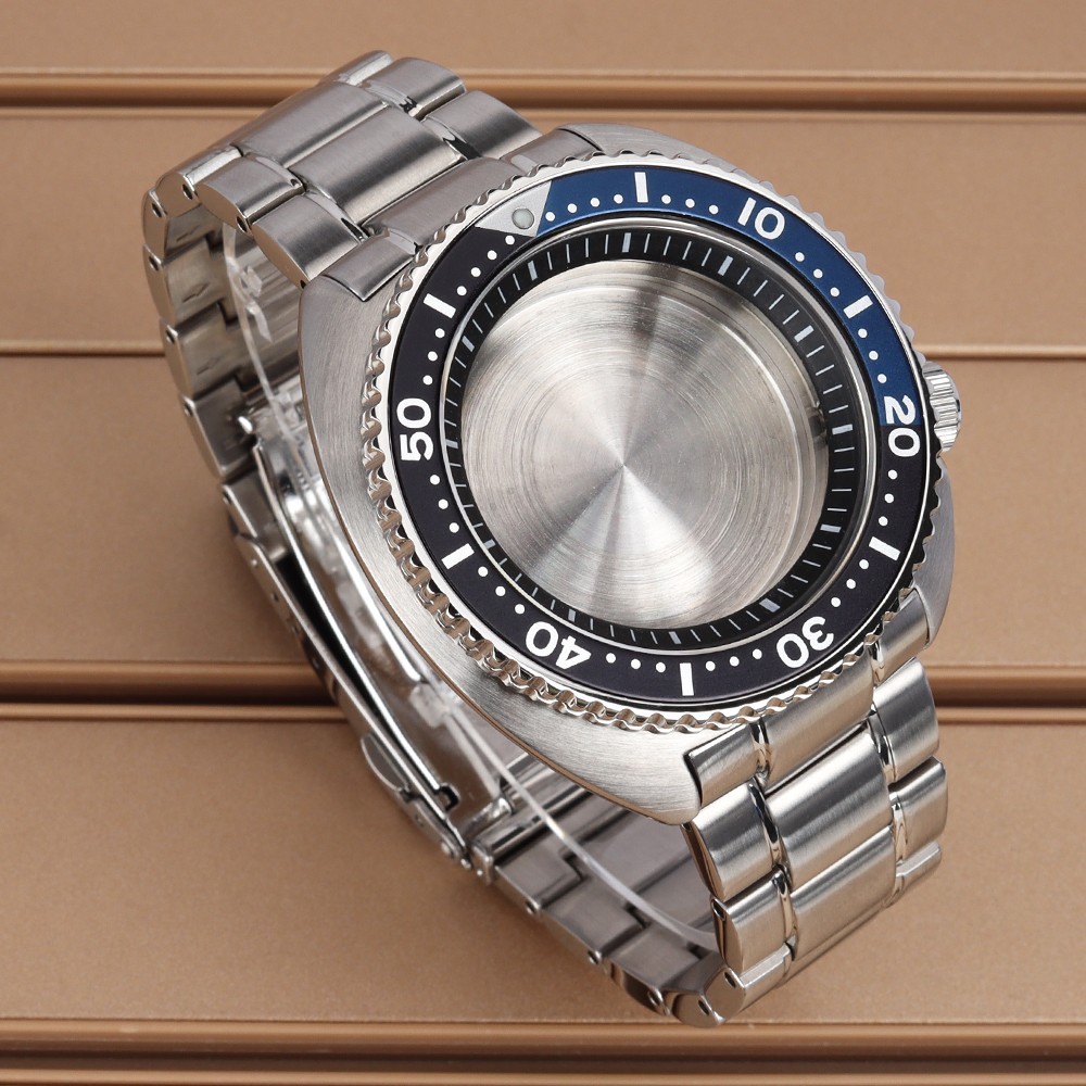 45mm Sapphire Steel Watch Case Bracelet Modify Turtle Mod For Seiko NH34 35 NH36