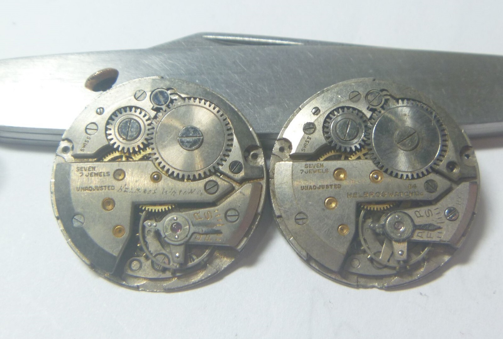 GROUP Lot- 2 1940s-60s Helbros 84 7J Gents Fontainemelon Caliber FHF 186 7 Jewel