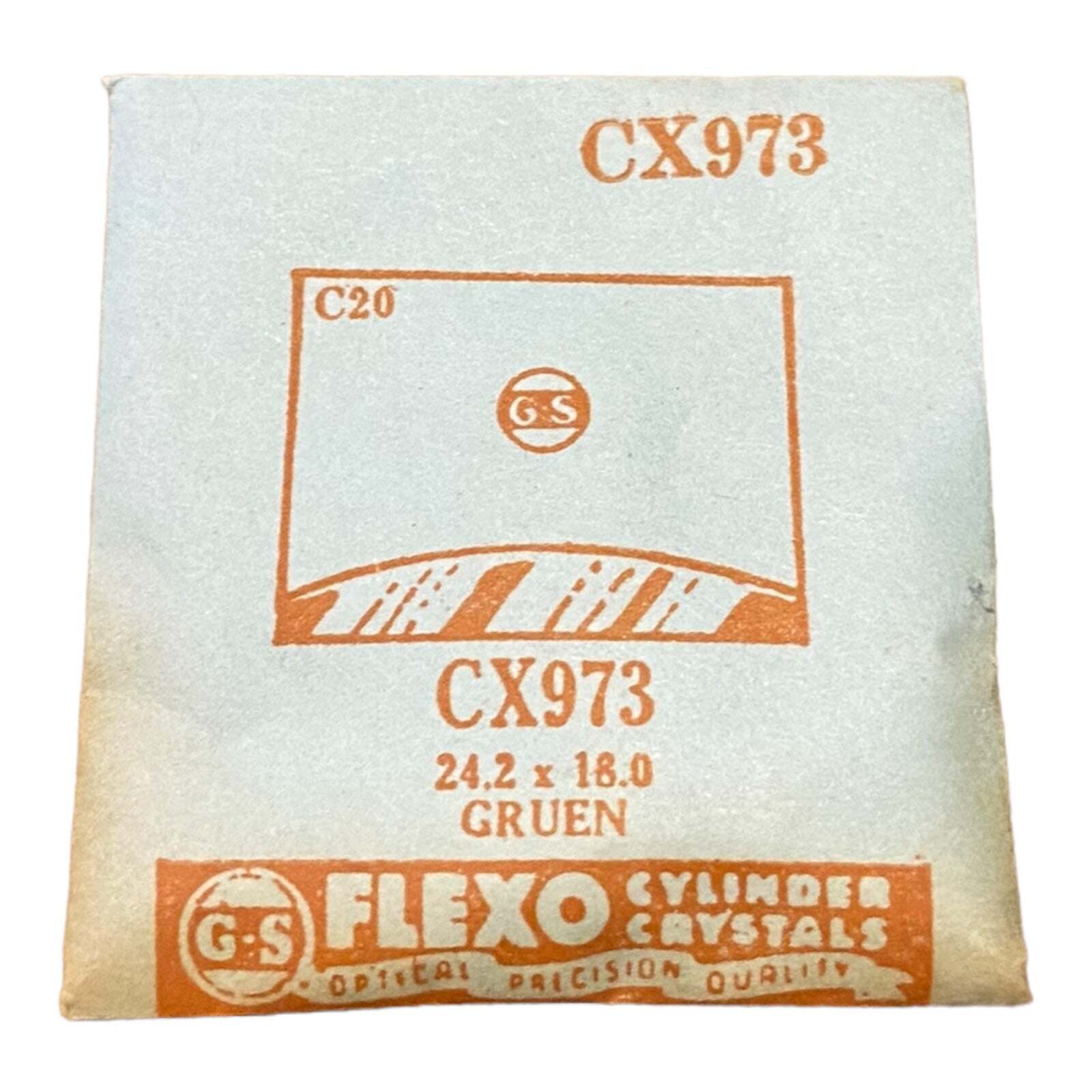 Germanow-Simon Mach (GS) CX973 Watch Crystal 24.2×18.0 NOS Part Flexo Gruen