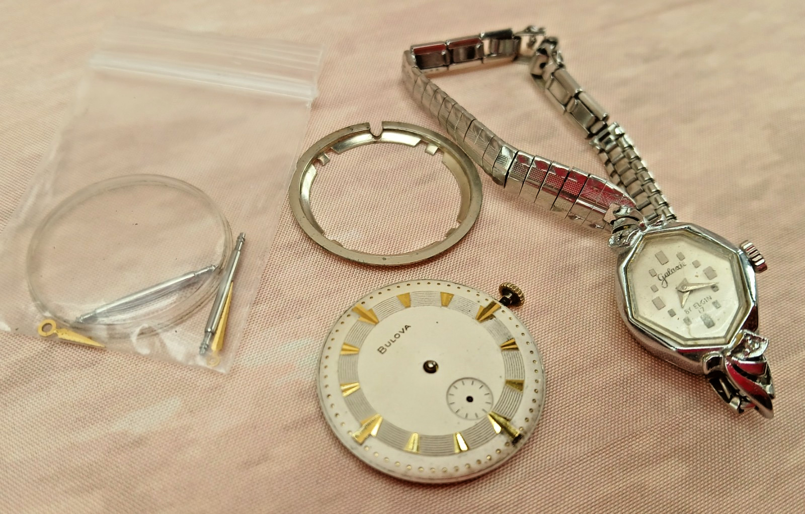 Vintage Watch Lot Galaxie Elgin Bulova 11AC Parts Repair AS IS