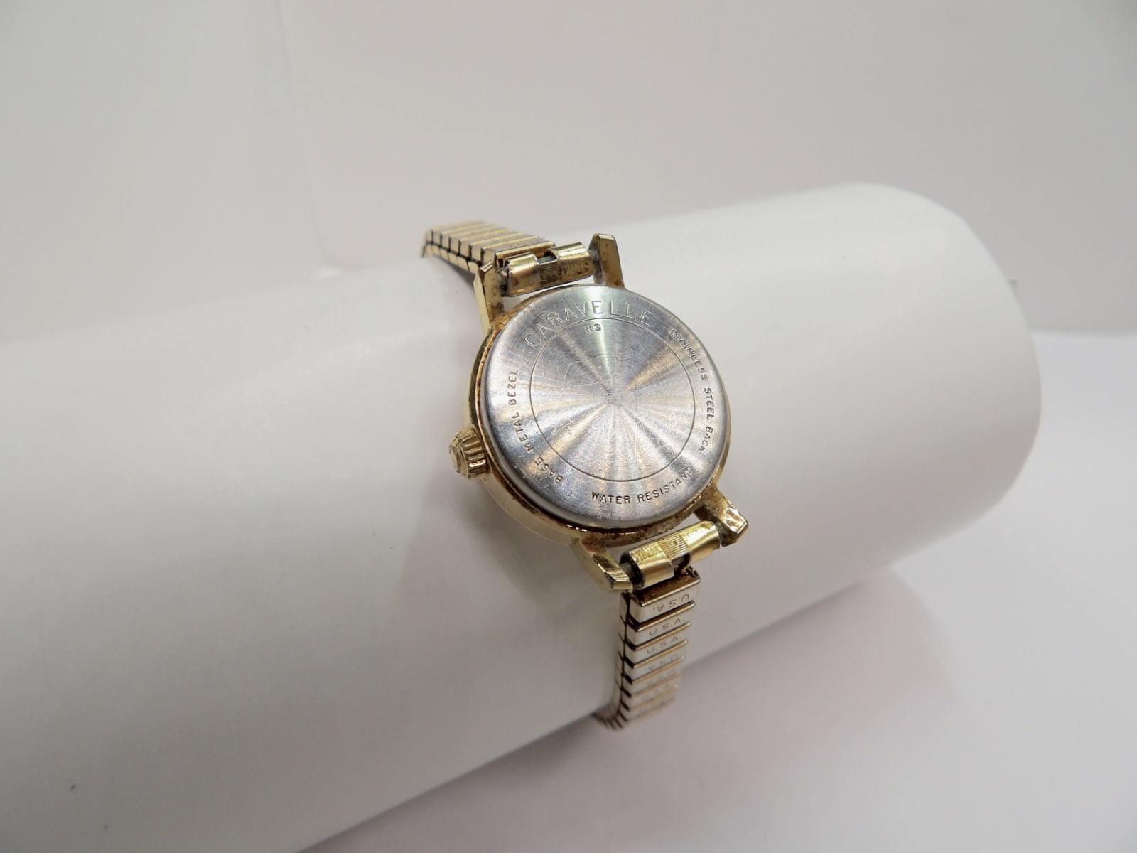 1121-27 Vintage Caravelle By Bulova Gold Tone Watch Water Resistant Working Cond