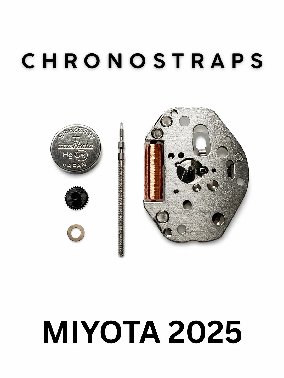 Miyota 2025 2-Hand Quartz Watch Movement with Battery & Stem