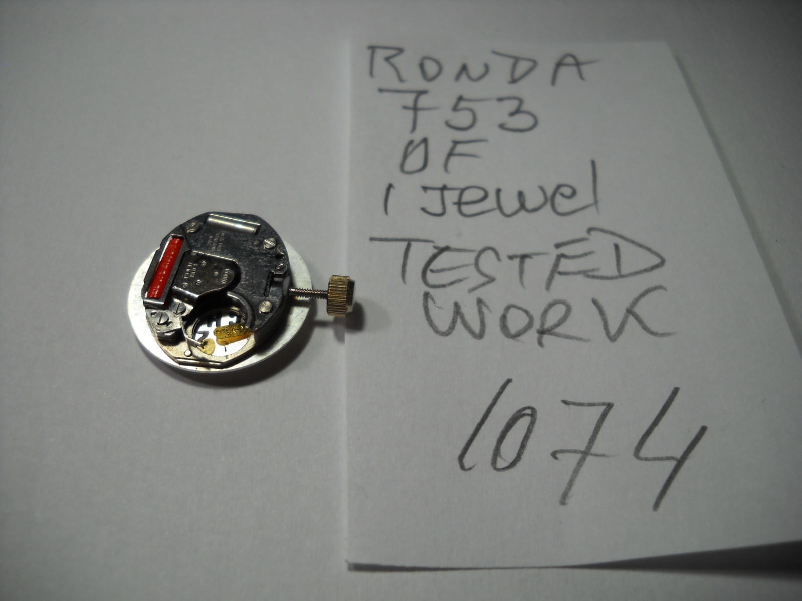 1074L Ronda quartz wristwatch movement # 753 working fine 1 jewel 3 hands