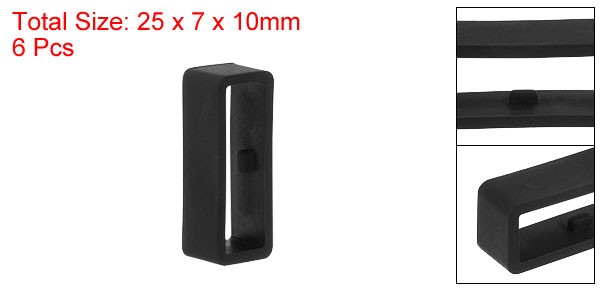 6pcs Watch Strap Loop Fastener Rings 22mm Rubber Watch Holder Keeper Black