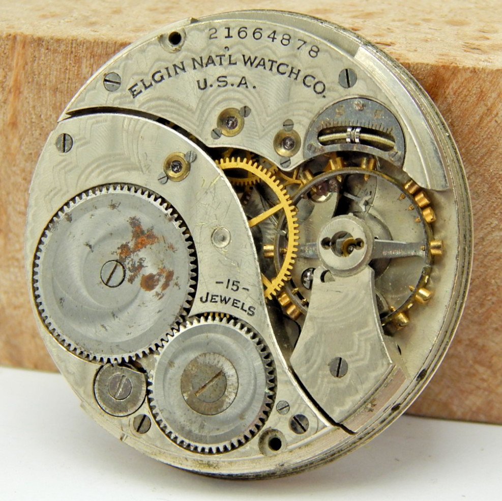 Antique 1919 Elgin 315 12s 15 jewel pocket watch movement for parts or repair