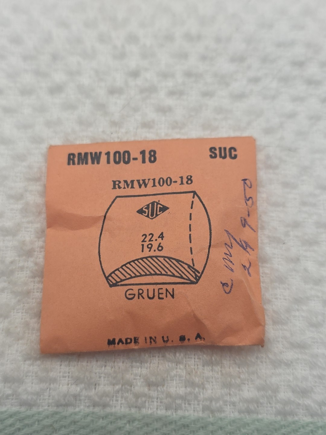 SUC Rocket Cylinder Watch Crystal RMW100-18 Gruen 22.4X19.6