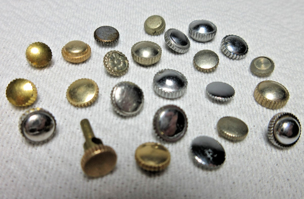 LOT OF 23 WATCH CROWNS WATCHMAKERS PARTS ASSORTED LOT SOME GOLD FILLED PLATED