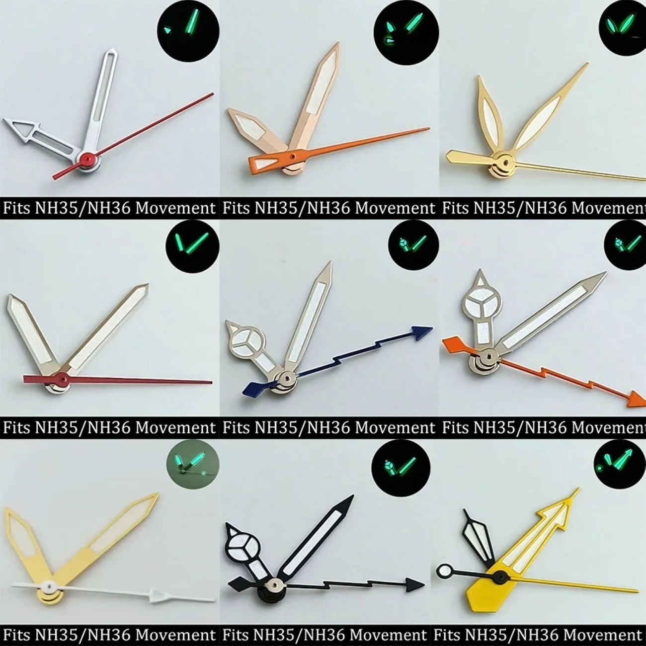 Green Luminous Watch Pointer Fit Needle For NH35 NH36 Hands NH Series Movement