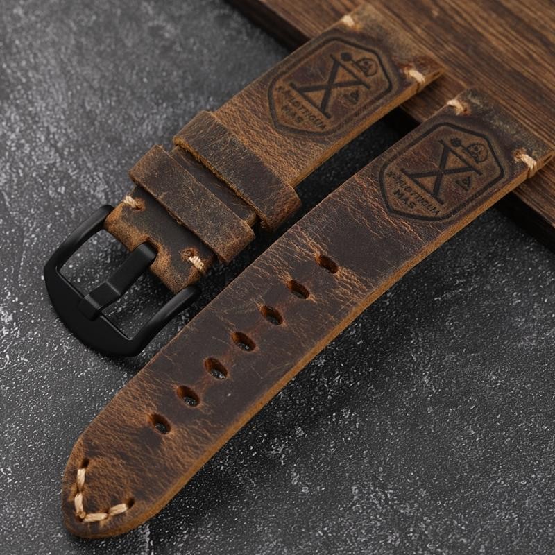 Thick Cowhide Strap for Apple Watch 8-6-5-ultra Handmade Band Leather