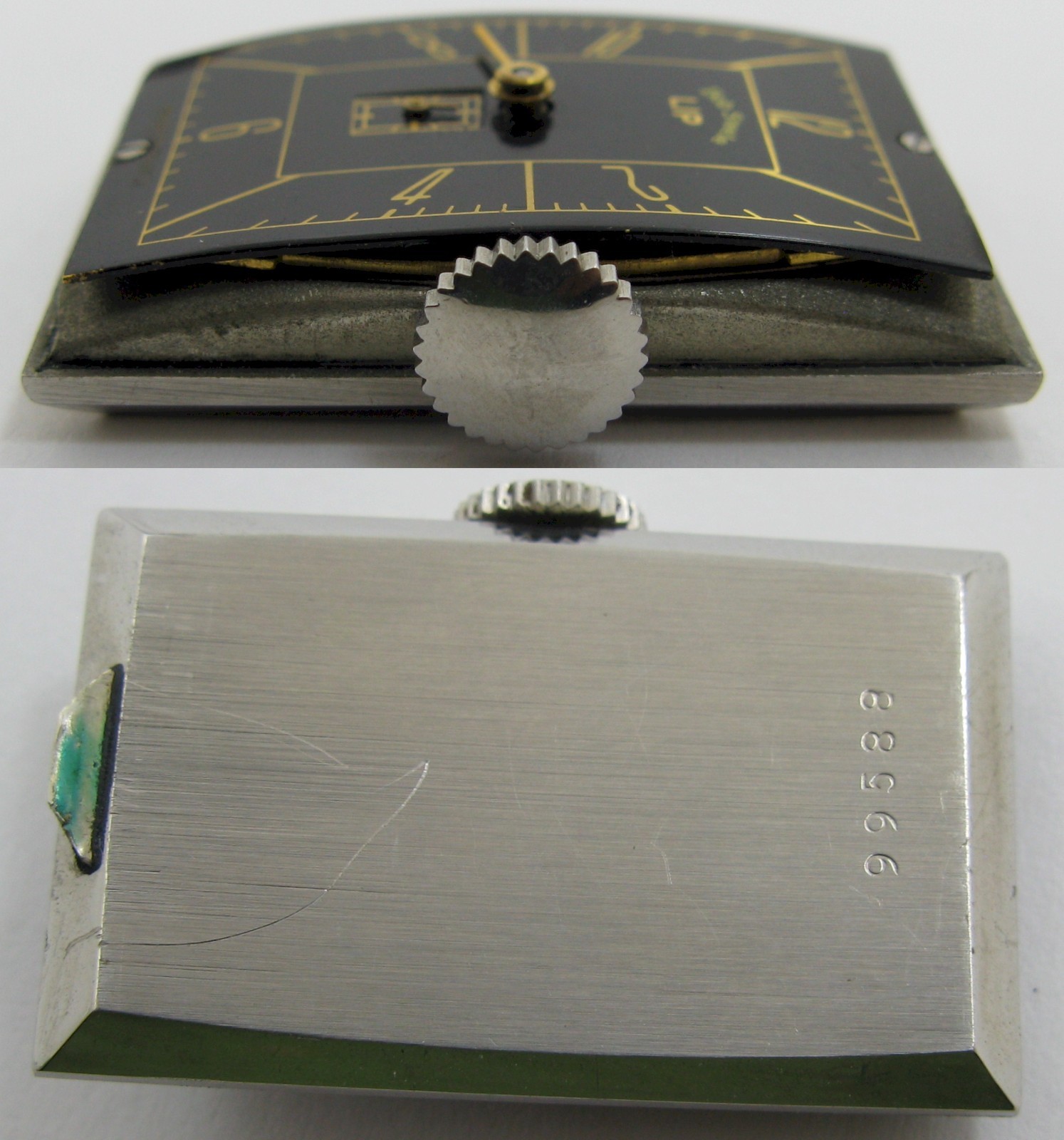 LIP T 18 15 jewels rectangle watch movement +black dial for parts