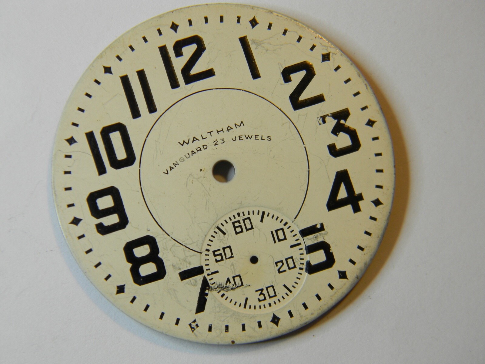 VINTAGE WALTHAM VANGUARD 23J POCKET WATCH DIAL – 42.4mm DIAMETER