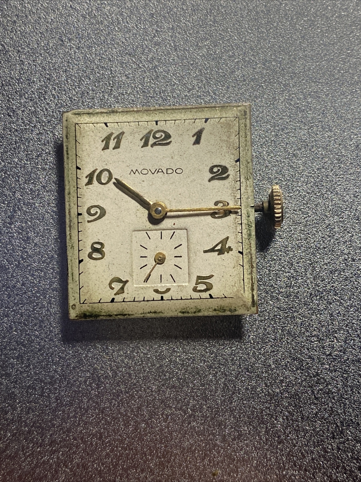 Vintage Movado 15 Jewel Watch Movement With Dial & Hand Set With Sub Seconds