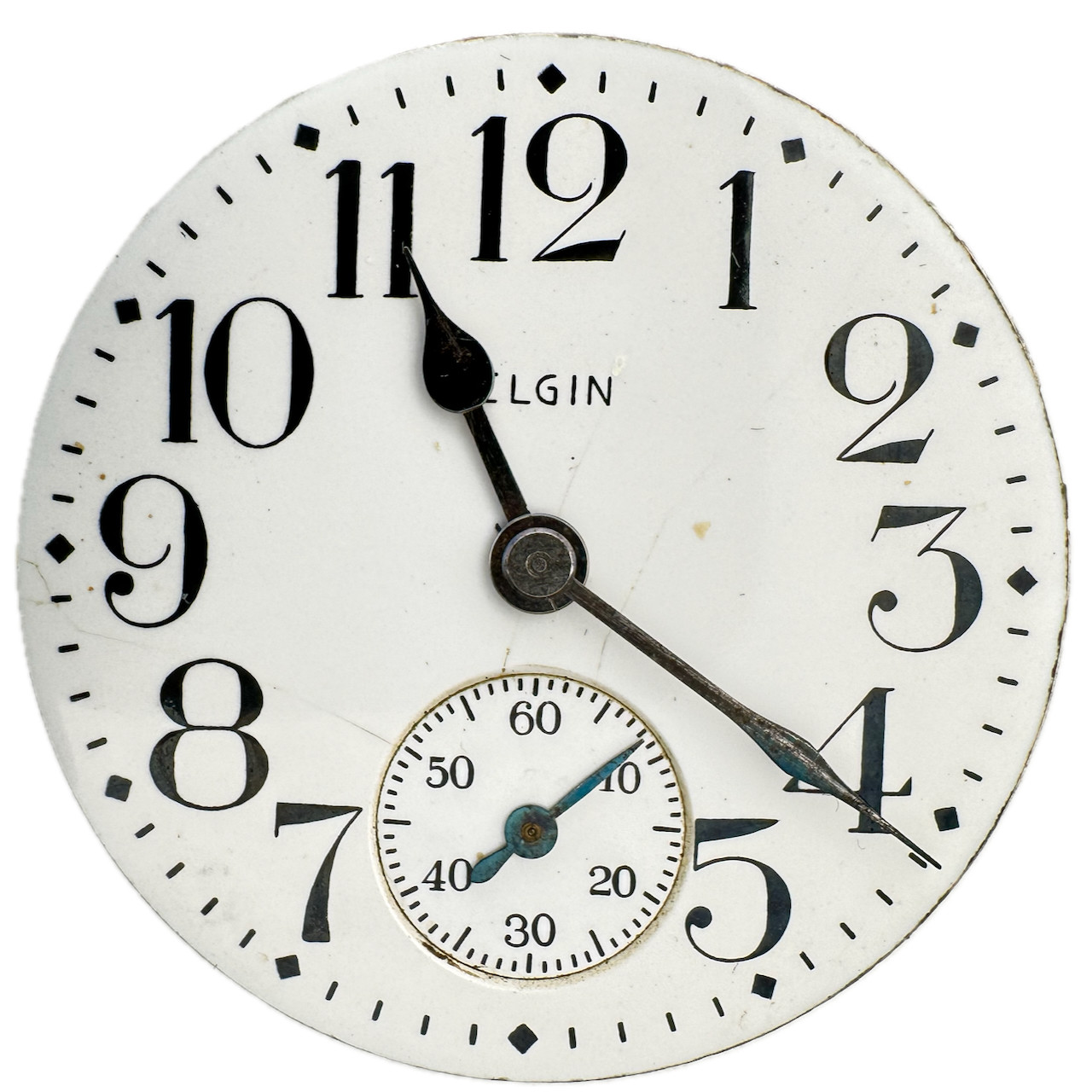 Antique 16s Elgin Arabic Numerals 17J Enamel Dial Pocket Watch Movement 387 USA