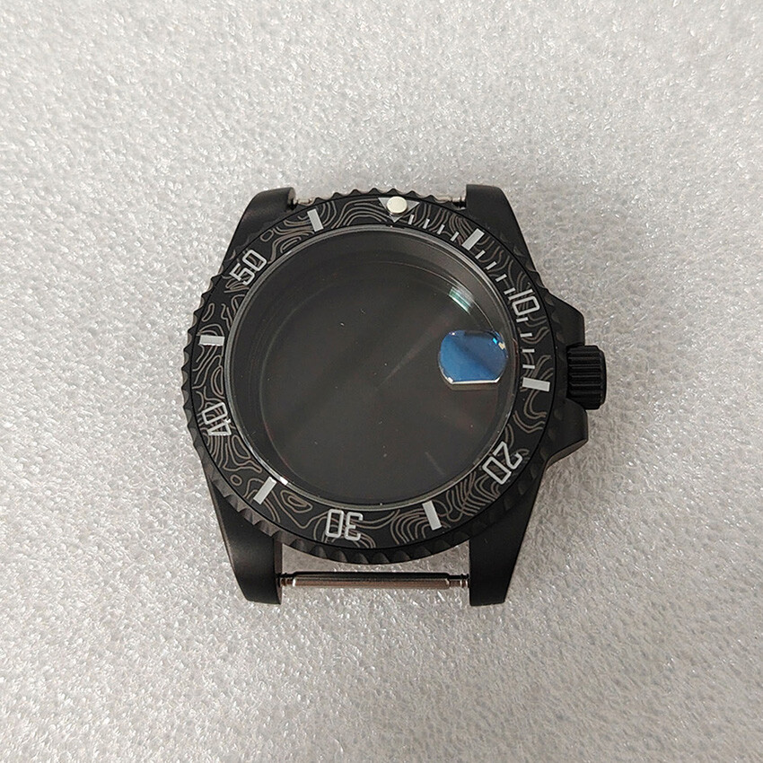 40MM SUB Black Frosted Watch Case Sapphire Glass Shell for NH35/NH36 Movement