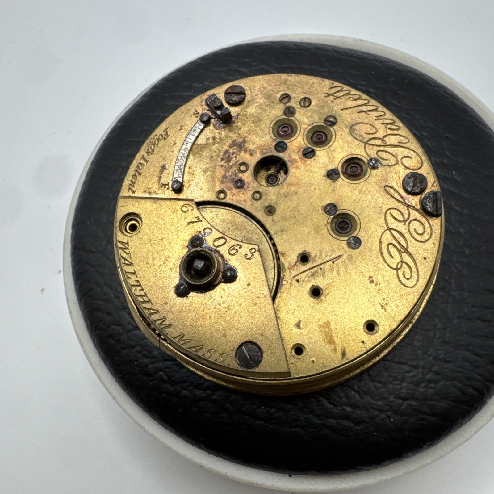 Antique c1873 Waltham PS Bartlett 1857 Pocket Watch Movement 18s 11j Dial AS IS