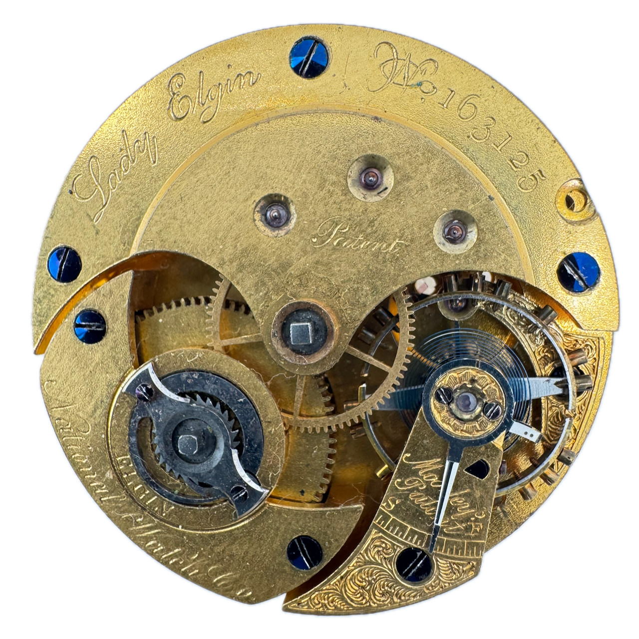 Antique 10s 1871 Elgin Lady Elgin Key Wind Fusee Pocket Watch Movement 29 USA