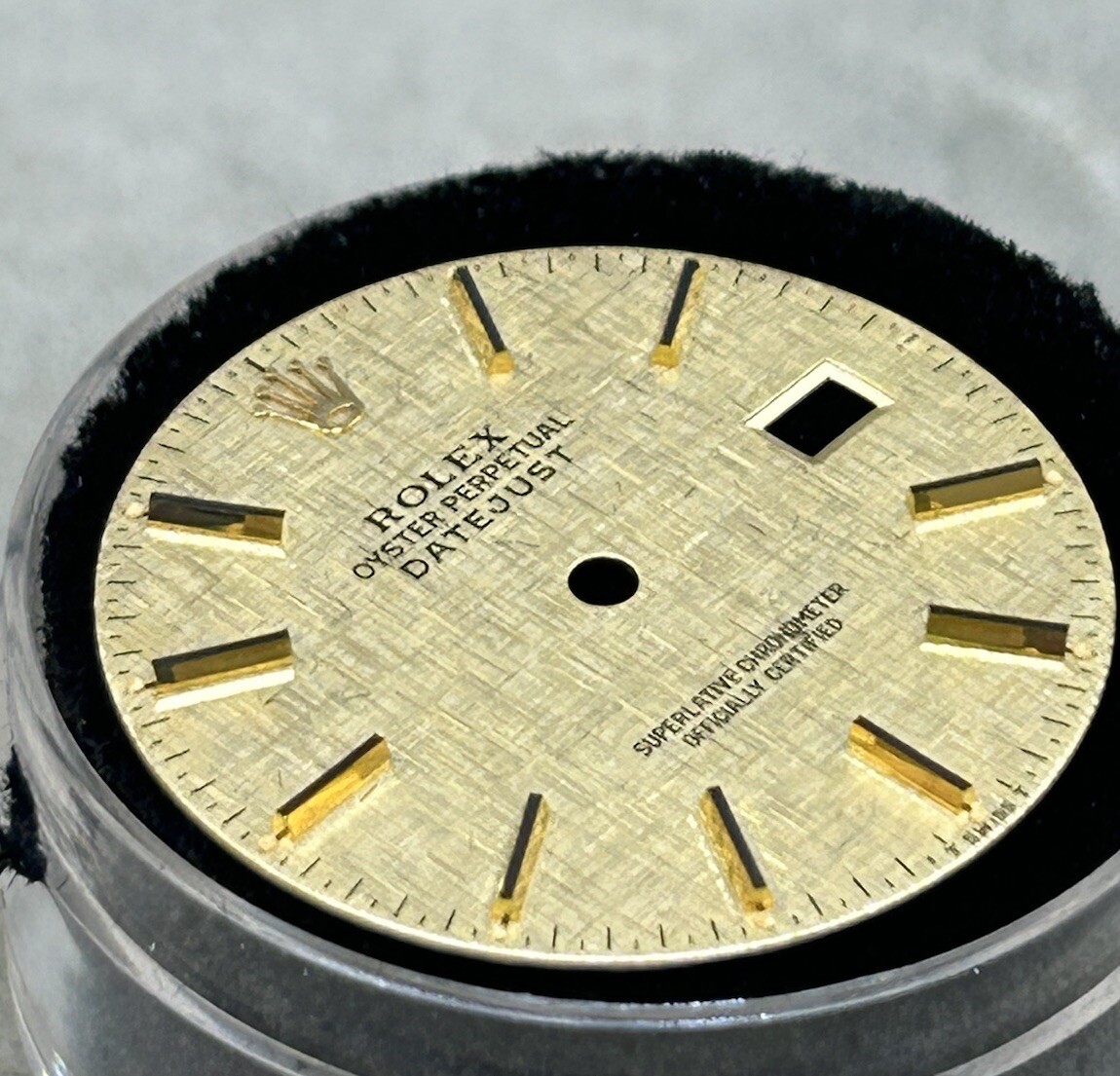 Rolex Datejust Mens 36mm Champagne Linen Gold Stick Marker Dial For 16013 16233