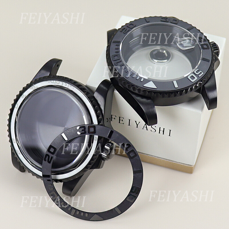 Black SUB watch case part Cyclops Sapphire Glass For Seiko nh35 nh36 Movement