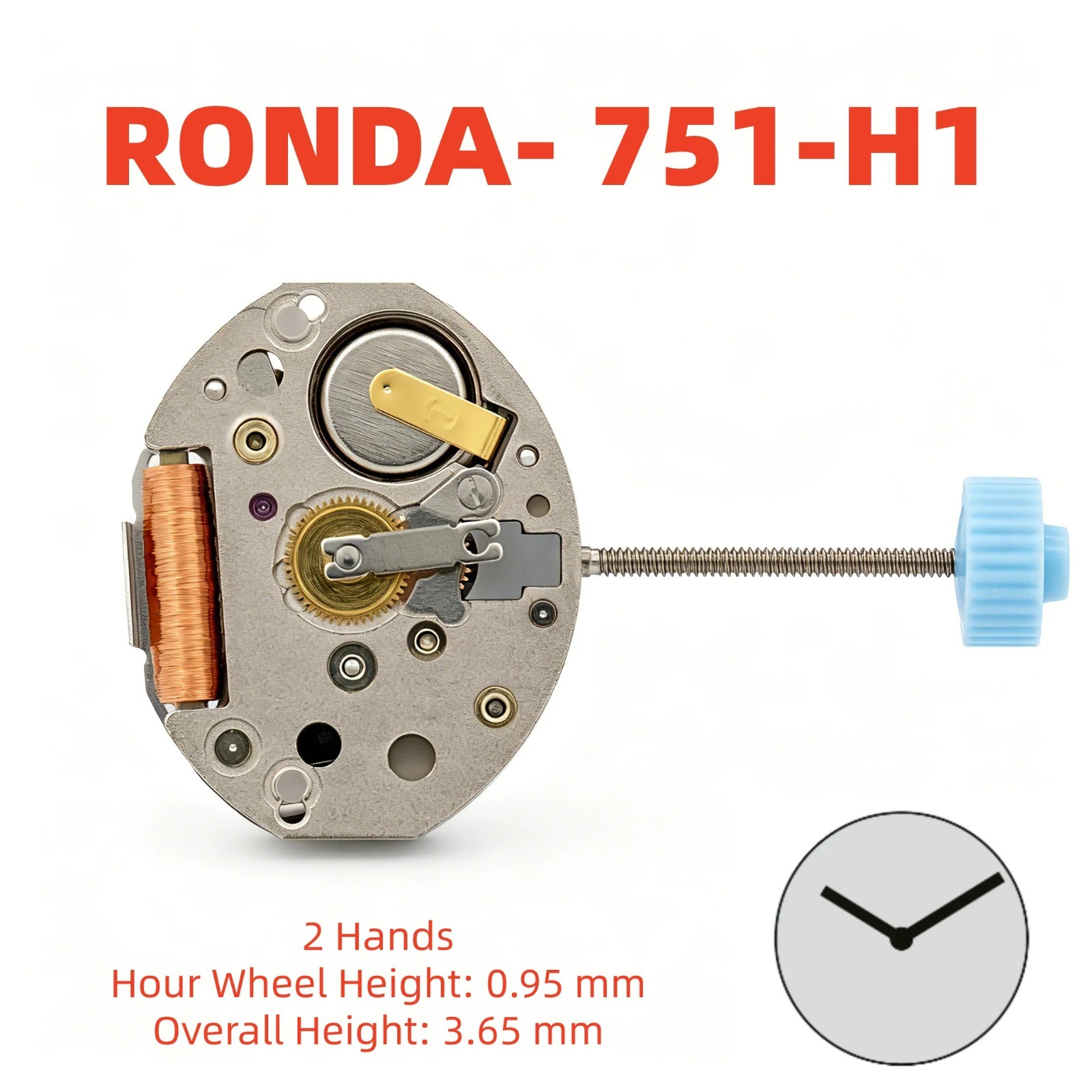 Genuine Ronda Quartz Watch Movement 751 753 756 – Choose Model & Hand Height