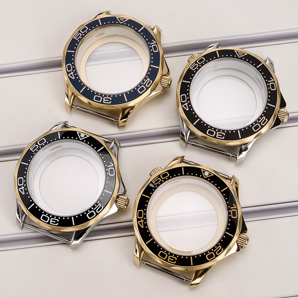 Gold PVD 41mm Men’s Watch Case Diver 100m Waterproof For Seiko NH34 NH35 NH36/38