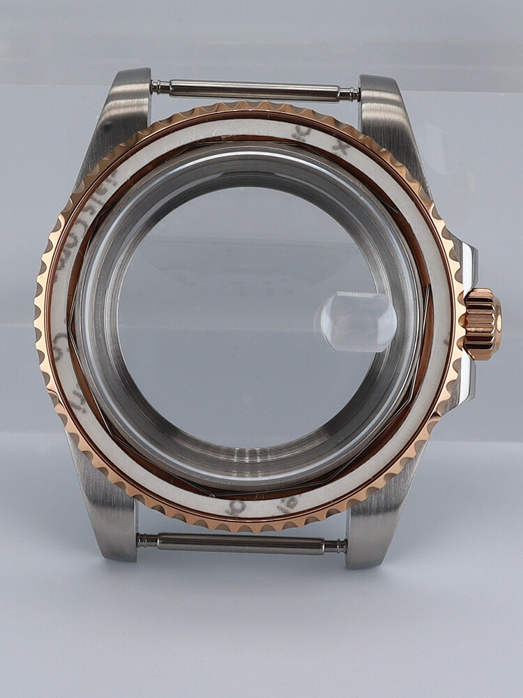 Rose Gold Silver 40mm Diving Watch Case Sapphire Crystal For Seiko NH35 Eta2824