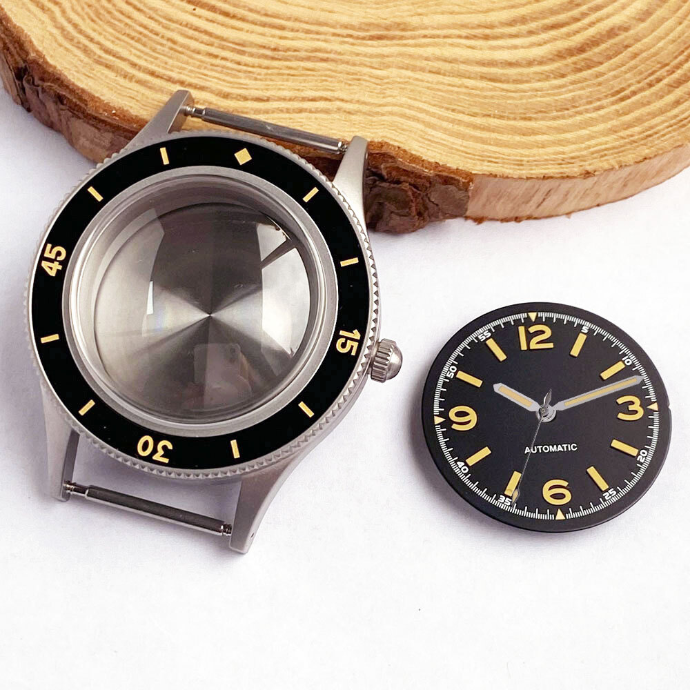 Vintage For 50-Fathoms 200M Dive Watch Case Dial Fit NH35A PT5000 Domed Sapphire