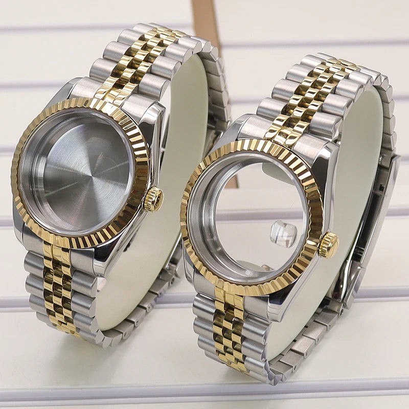 36/39mm Fluted Watch Case Sapphire Glass For NH35 NH36 NH34 4R36 Miyota 8215