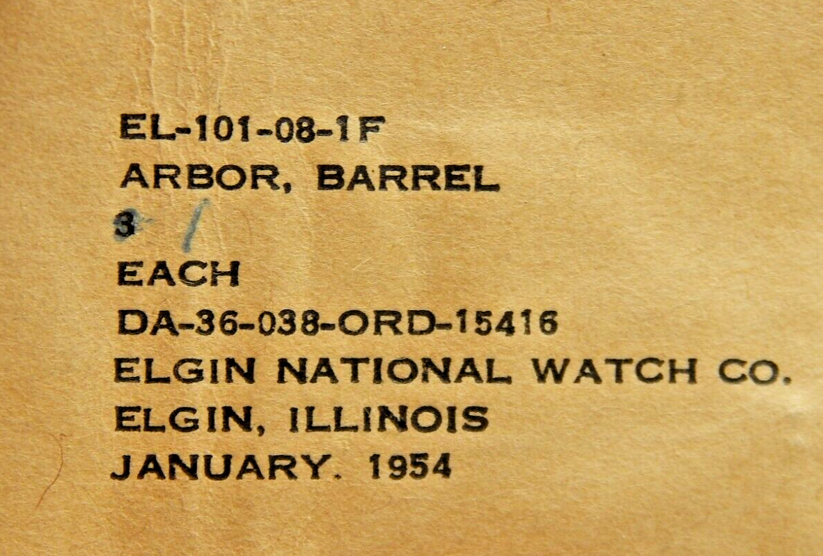 Quantity 1 military Elgin Mainspring arbor barrel WWII Korean War Era part