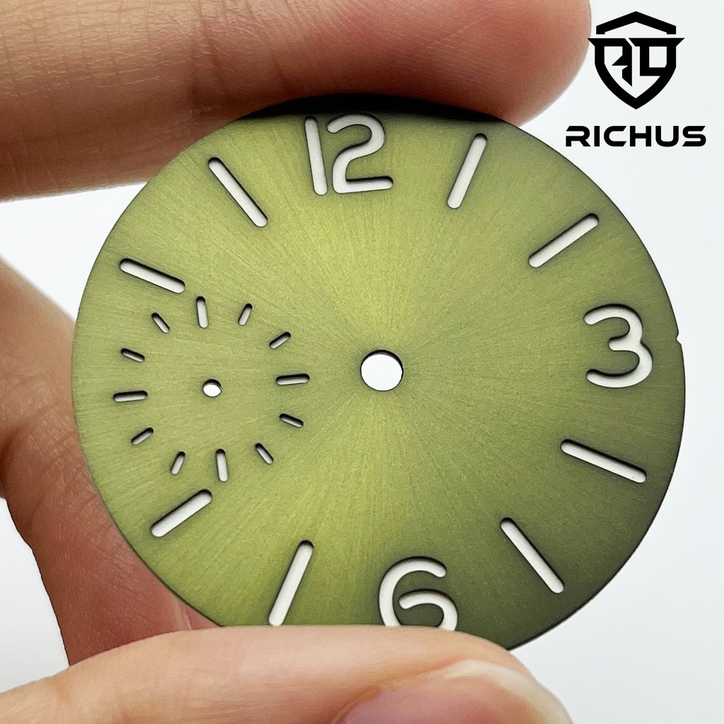 37mm Watch Dial With Hands Green Luminous Fit ETA6497 ST3600 Movement