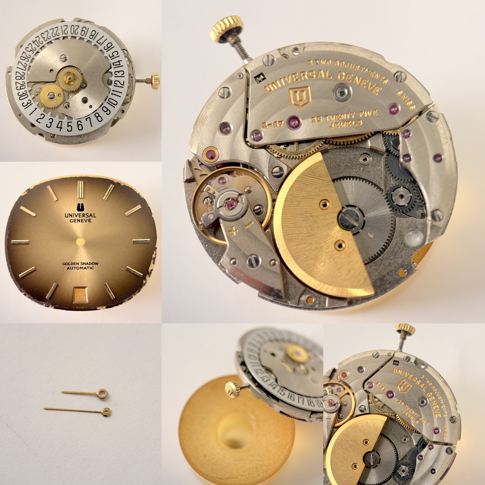 Universal Geneve Polerouter Cal 2-67 Watch Parts Movement Balance Fork Spring 66