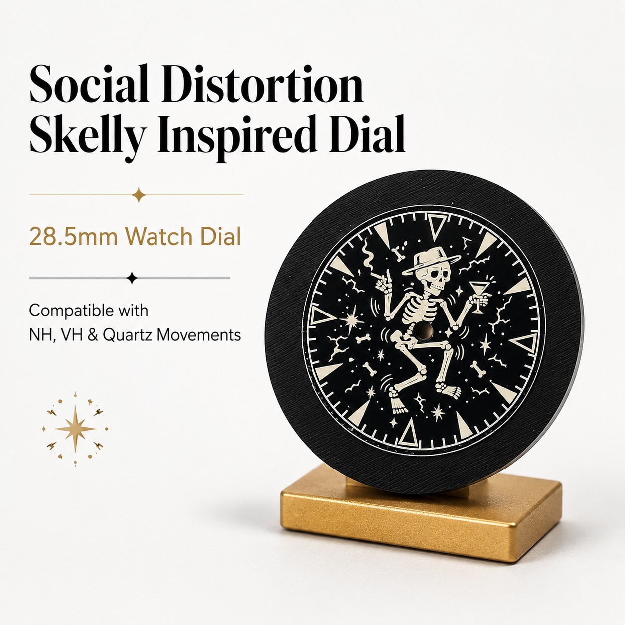 ⌚ 28.5mm Watch Dial Social Distortion Skelly Inspired AAL-285-BK-67