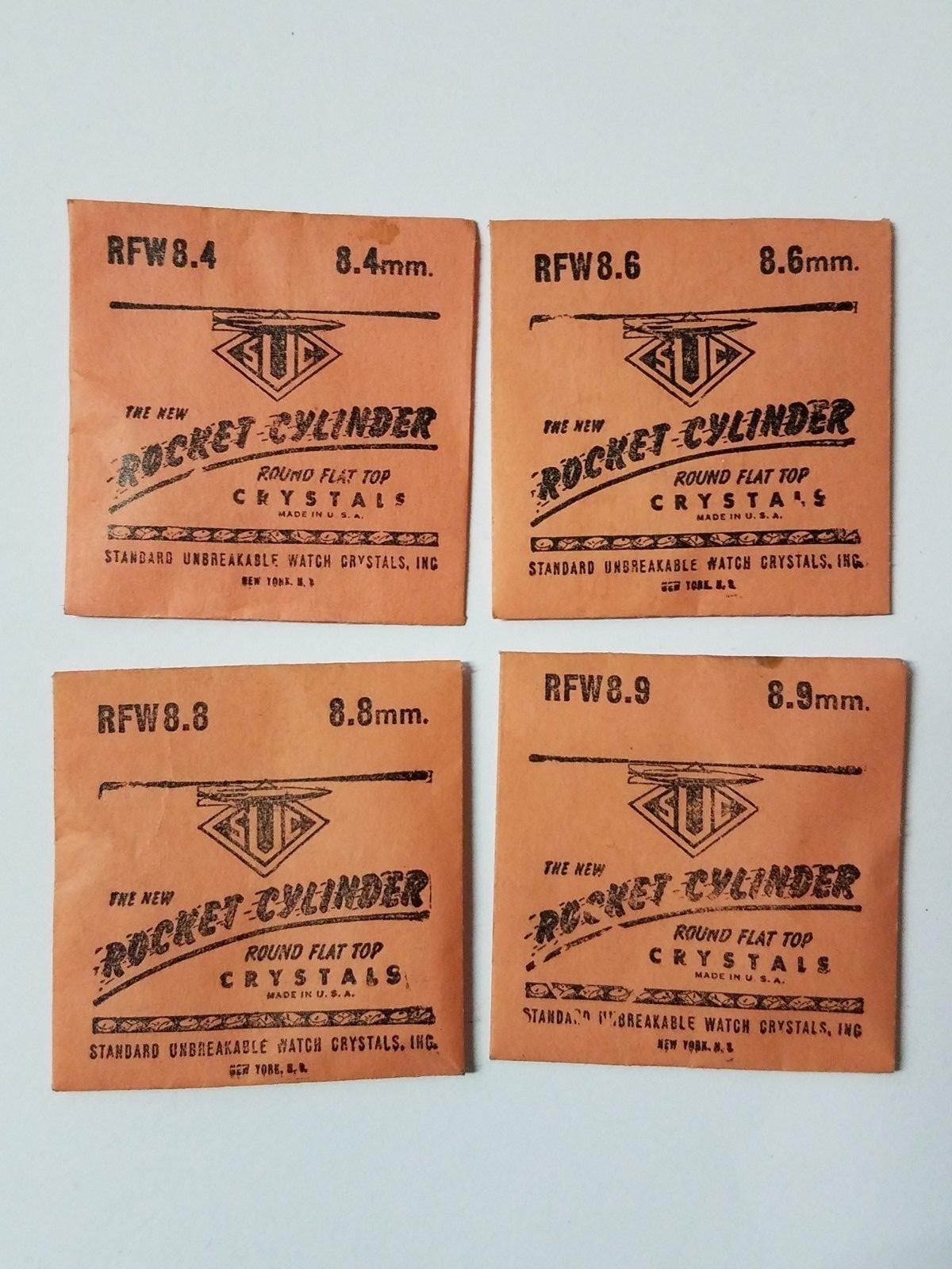 Vintage Rocket Cylinder Round Flat Top Wrist Watch Crystal NOS Free Shipping #50