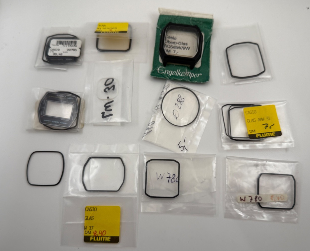 NOS Casio Watch Plexi Glass / Plastic Crystal and Gasket Lot