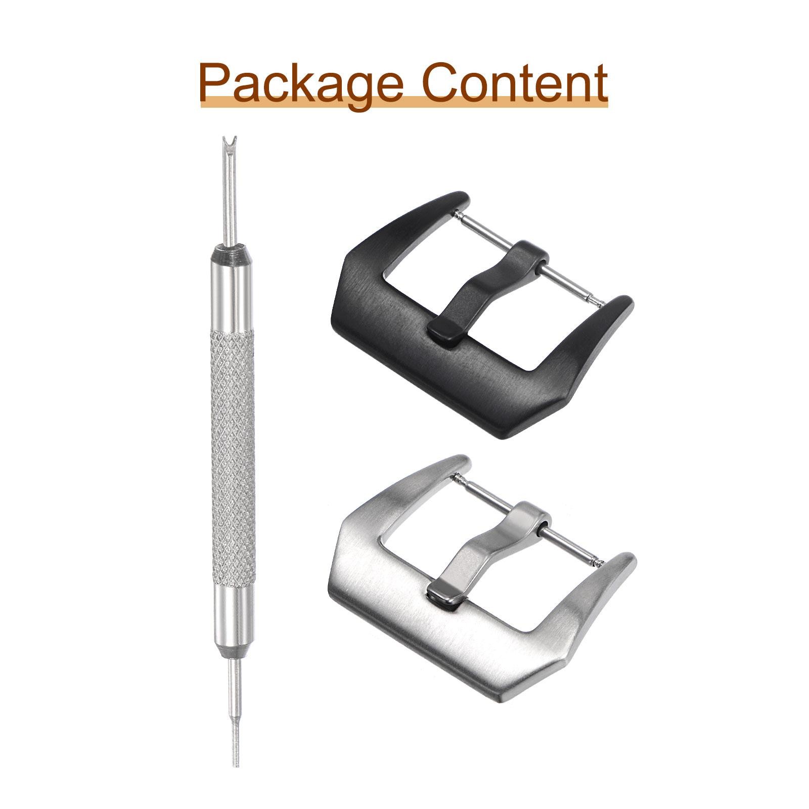 24mm Width SUS304 Black and Silver Frosted Buckle with Spring Bar Remover