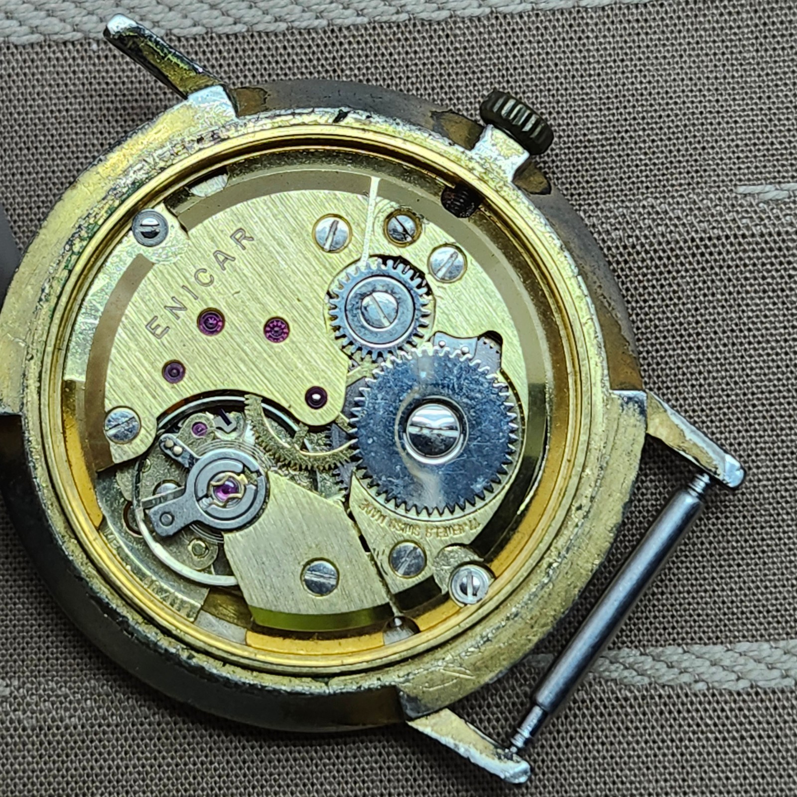 Enicar 112-22-23 Manual Wind Date Swiss Watch AR 1121 Movement – RUNNING