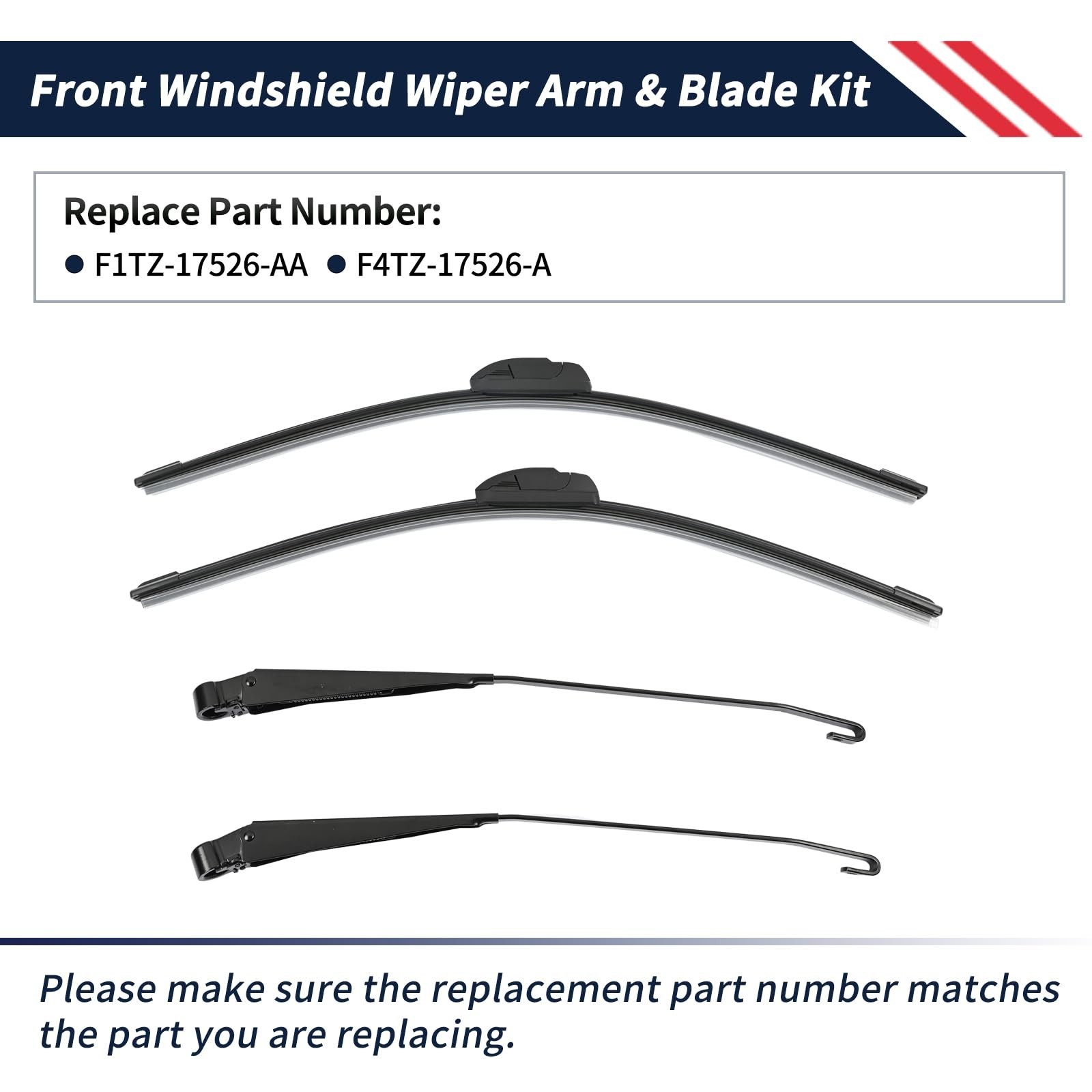 1 Pair Front Windshield Wiper Arm F1TZ-17526-AA F4TZ-17526-A Compatible With …