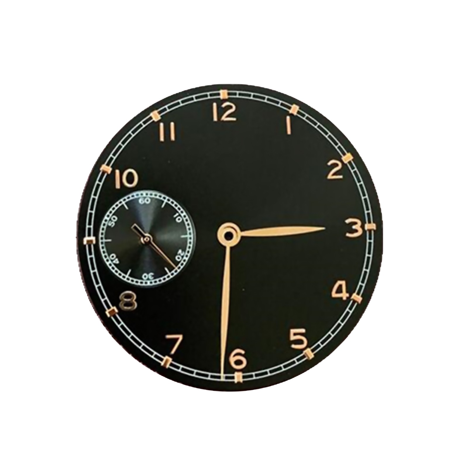 Black+Gold 37mm Watch Dial With Hands For ETA 6497 ST3600 Watch Movement A