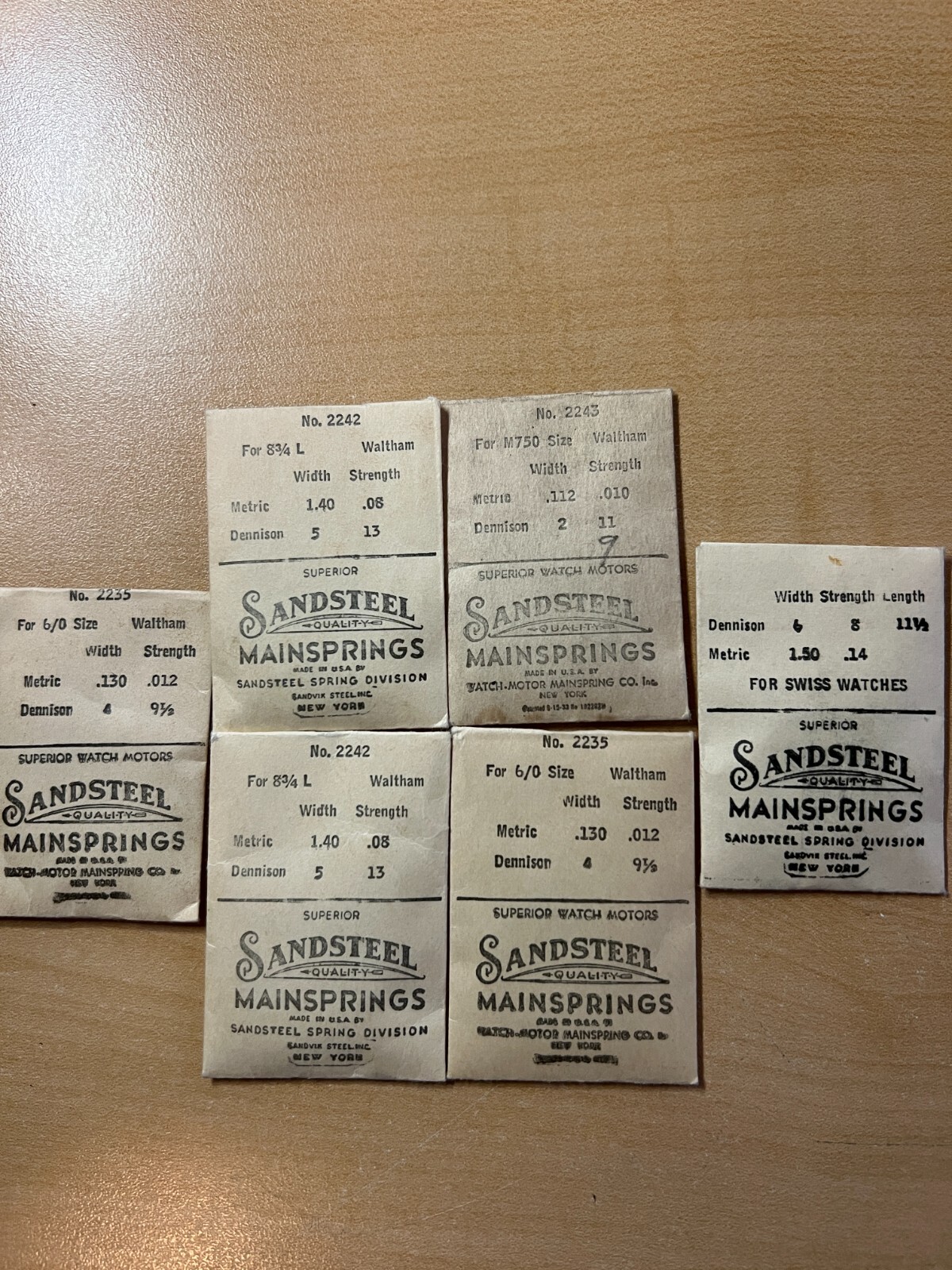 Sandsteel Mainspring NOS part# 1xxx and #12xx