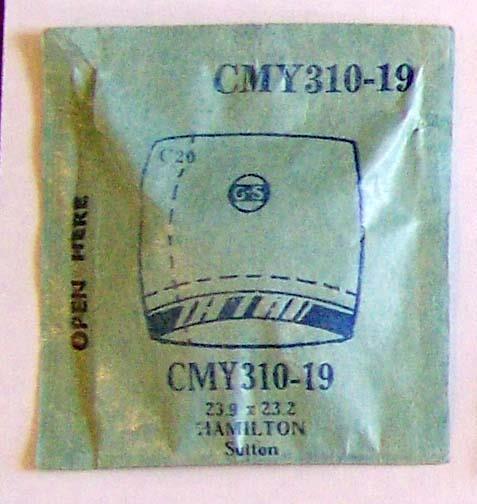 Vintage NOS G-S Crystal CMY310-19 for HAMILTON Sutton 23.9 x 23.2 mm