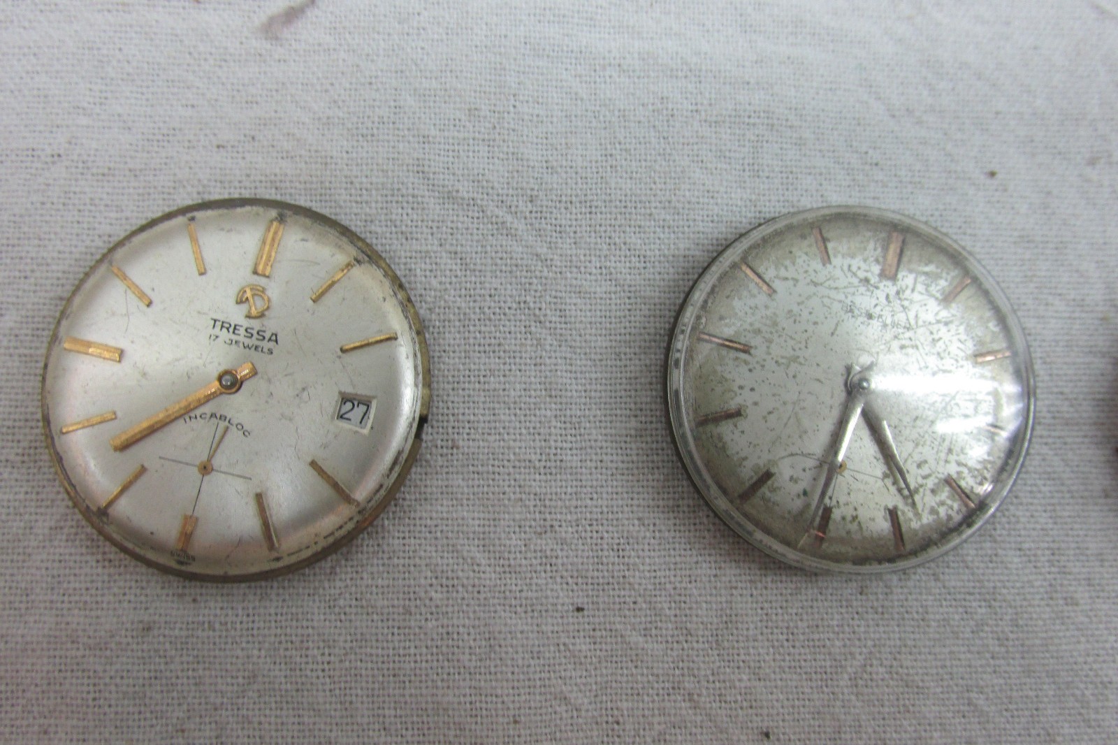 Lot of 6 Vintage Swiss UT Unitas Movements & Dials – Tressa, Renis, Denis – 17 J