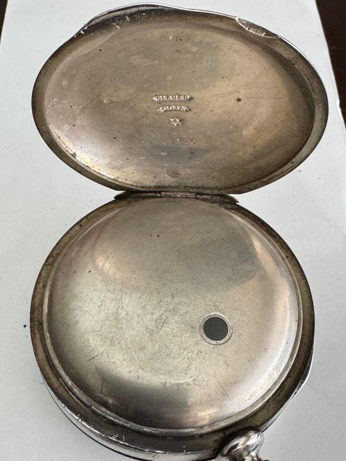 VINTAGE BIG 4OZ COIN SILVER SCARCE BLAUER WATCH CASE CO. POCKET WATCH CASE KW/KS