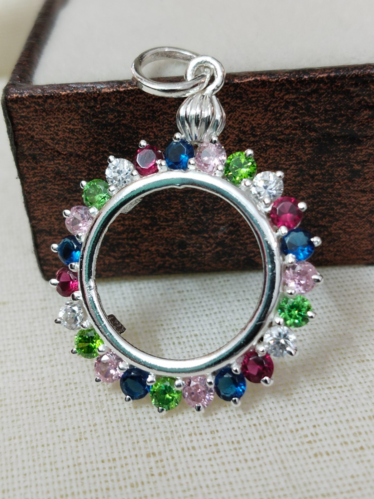 925 Sterling Silver Round CZ Bezel Pendant Handmade Blank Bezel