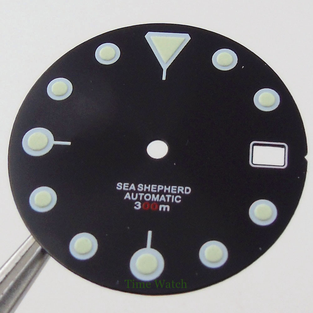 28.5mm Luminous Watch Dial Fit NH35/NH35A Movement Date Window For 3H/4H Crown