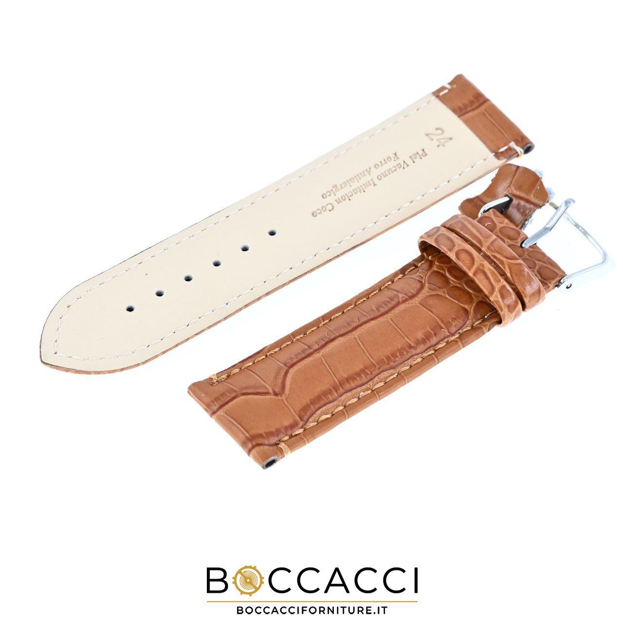 DILOY 16mm Light Brown Crocodile Print Padded Leather Strap (NU…