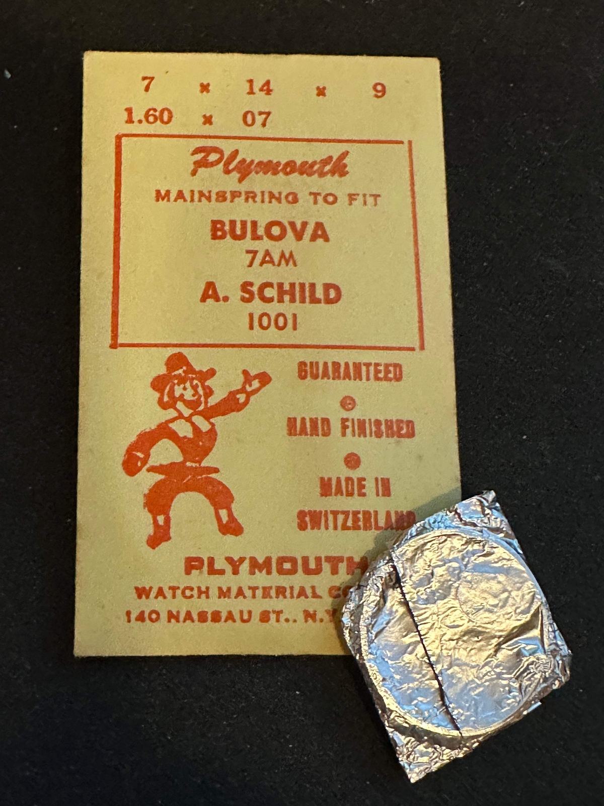Plymouth Mainspring for Bulova 7AM, AS 1001, 1193, 1115SS – Steel