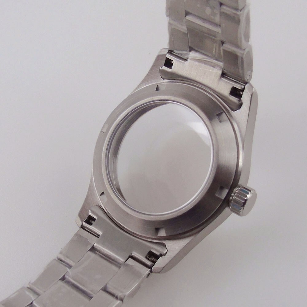 36mm Pilot Stainless Steel Sapphire Watch Case Fit NH35 NH36 ETA 2824 Glass Back